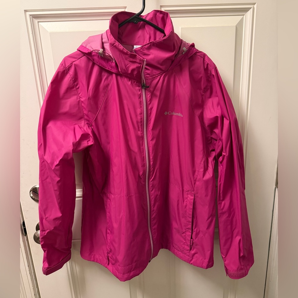 Columbia Women's Bright Pink Hooded Rain Jacket